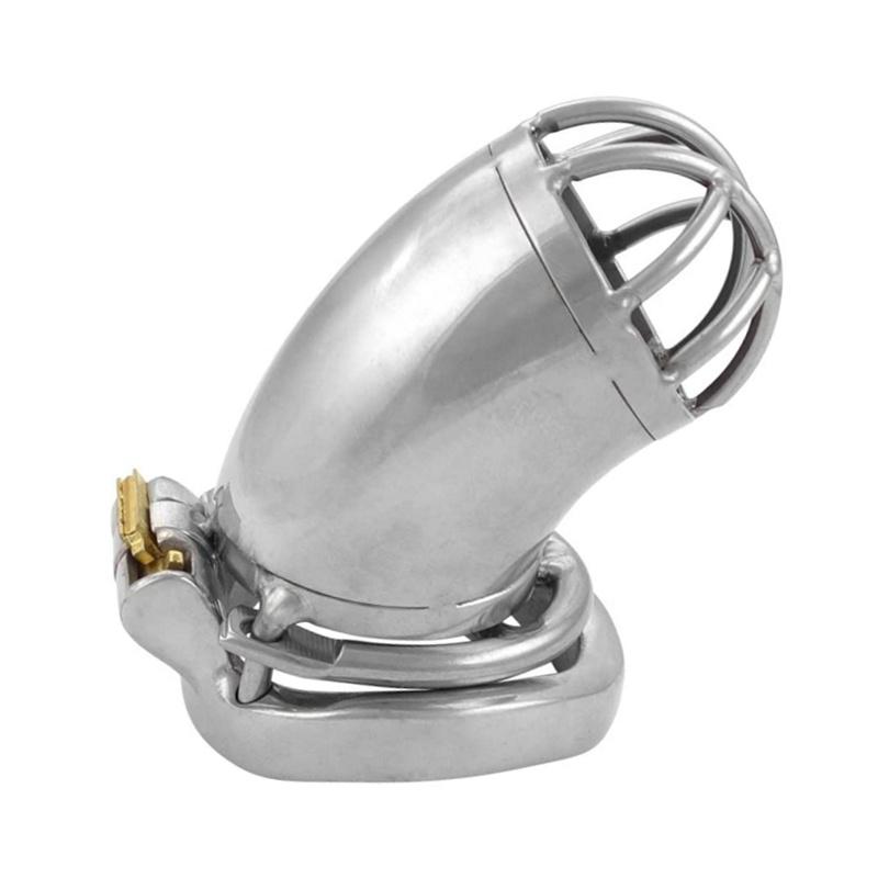 Men's Cage with Spikes Ring Cage Belt Cylinder Lock Color Silver Chastity