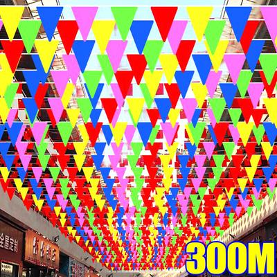 300 м разноцветные треугольные флаги, вымпелы, нейлоновая ткань, вымпел, фестиваль, уличный красочный домашний свадебный подвесной декор