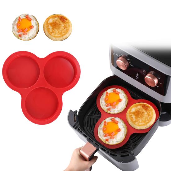 Silicone Cake Mold for Air Fryer 3 Cup Jumbo Round Muffin Top Pans BPA-Free Omelette Baking Mold for Egg Cakes Muffins Tarts Pancakes
