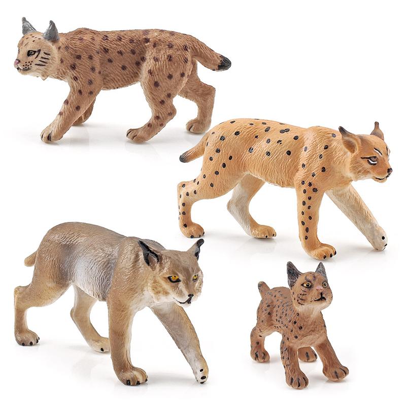 Realistic Simulated Forest Animal Lynx Scale Model Solid Simulation Bobcat Wild Fox Action Figures Toys Playsets For Children Christmas Gift Presents