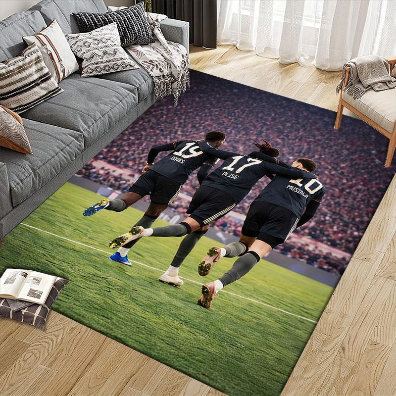 Musiala Flannel Printed Carpet, Home Sofa Decoration for Living Room & Bedroom, Non‑Slip Play Flannel Floor Mat for Game Room