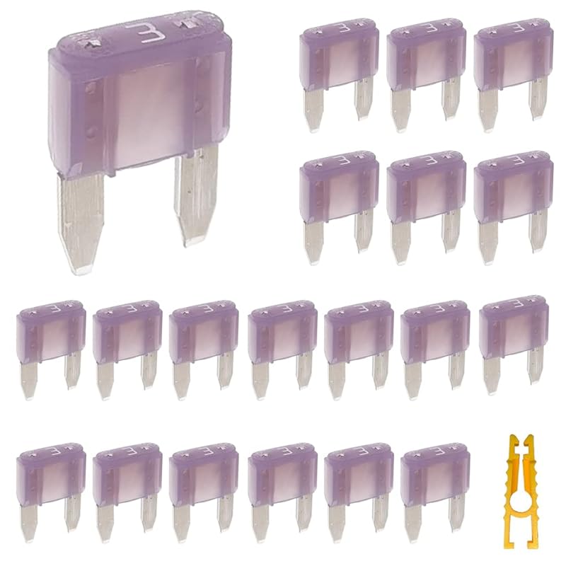 20pcs Mini Blade Fuse and 1 Fuse Puller 10A 32V Fast Blow for Replacement Fuses for Car/RV/Truck/Motorcycle/Boat (Mini 10 Amp)