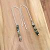 Moss Agate 925 Silver Threader Earrings, Natural Gemstone Women Handmade Fringe Earrings