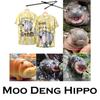 Moo Deng Tiny Baby Hippo Star Thailand Cute Pygmy Hippo Unisex Men Women Kid T-Shirt Print Short Sleeve Round Neck Yellow