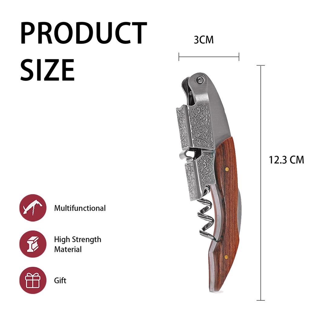 Профессиональный штопор для официантов, винный ключ с эргономичной деревянной ручкой, открывалка для пивных бутылок и резак для фольги