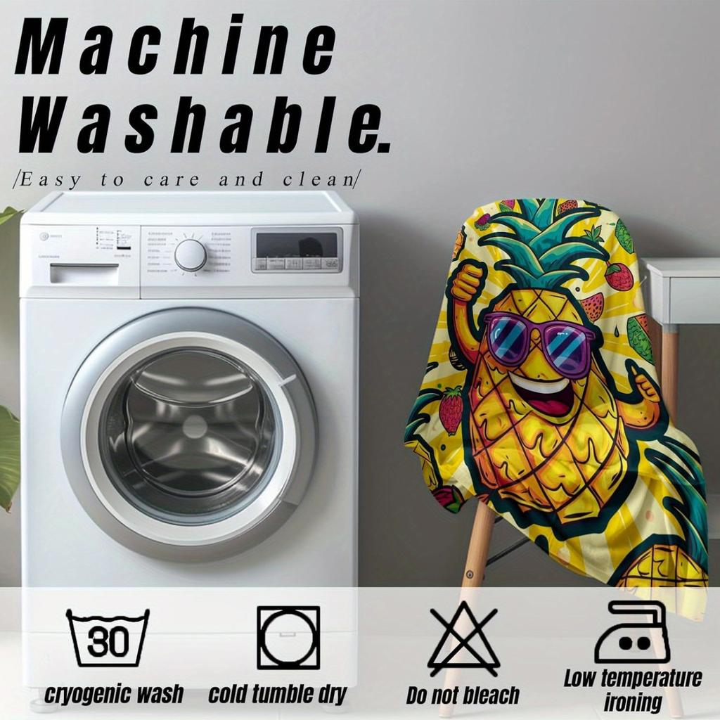 Fun pineapple emoji pattern Flannel printed blanket suitable for all seasons suitable for living room office sofa and travel