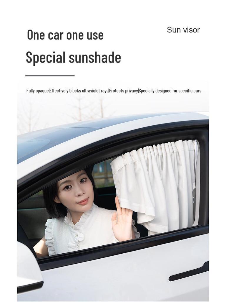 Tesla Model 3/Y Sunshade Privacy Curtains - Track-Type Side Window Blackout Accessories