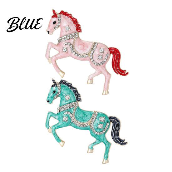 Unisex Brooch Pin Galloping Horse Enamel Rhinestones Studded Sophisticated Chinese