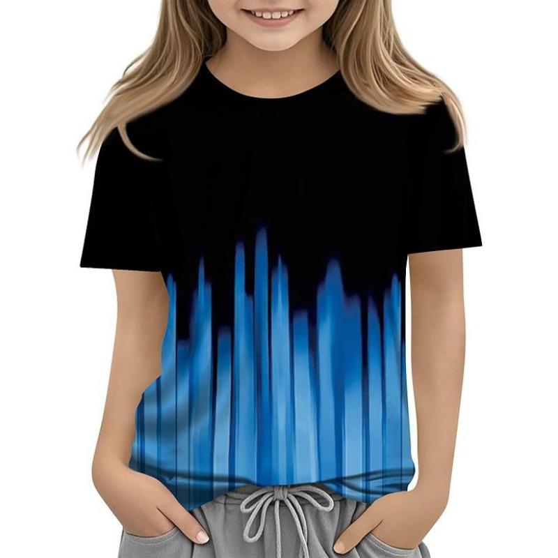 Детская футболка с 3D-принтом, новая повседневная универсальная детская одежда с цветочным 3D-принтом, футболка с короткими рукавами и круглым вырезом