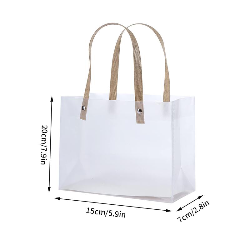 10PCS Transparent Frosted Tote Bag PP Waterproof Companion Gift Candy Bag Flower Wrapping Bag Birthday Wedding Party Supplies