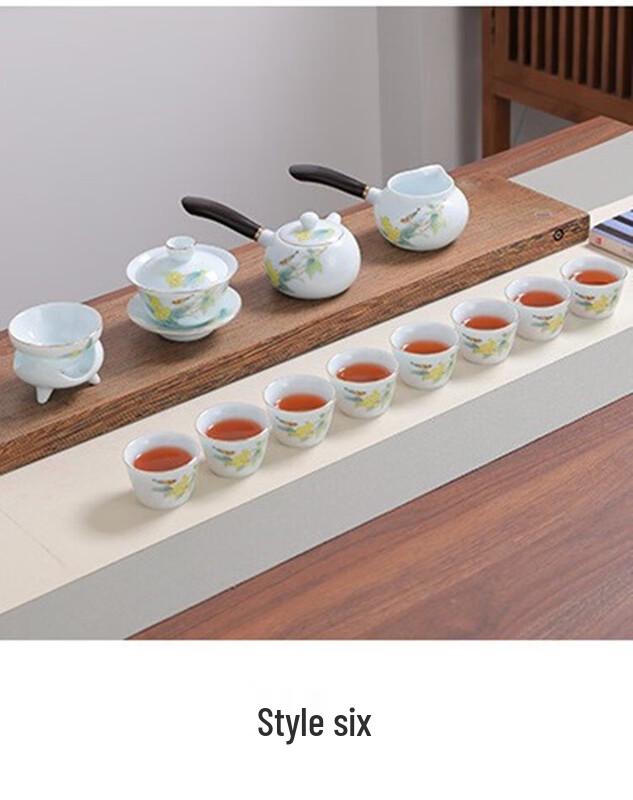 Modern Mutton Fat Jade White Porcelain Office Tea Set