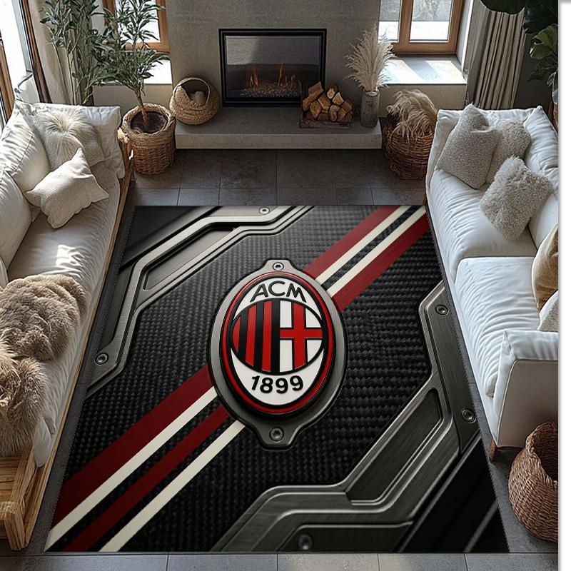 Фланелевый ковер с принтом AC Milan, нескользящий, мягкий, из полиэстера, для пола, декоративный коврик для спальни, гостиной, дивана, игровой комнаты, домашний декор