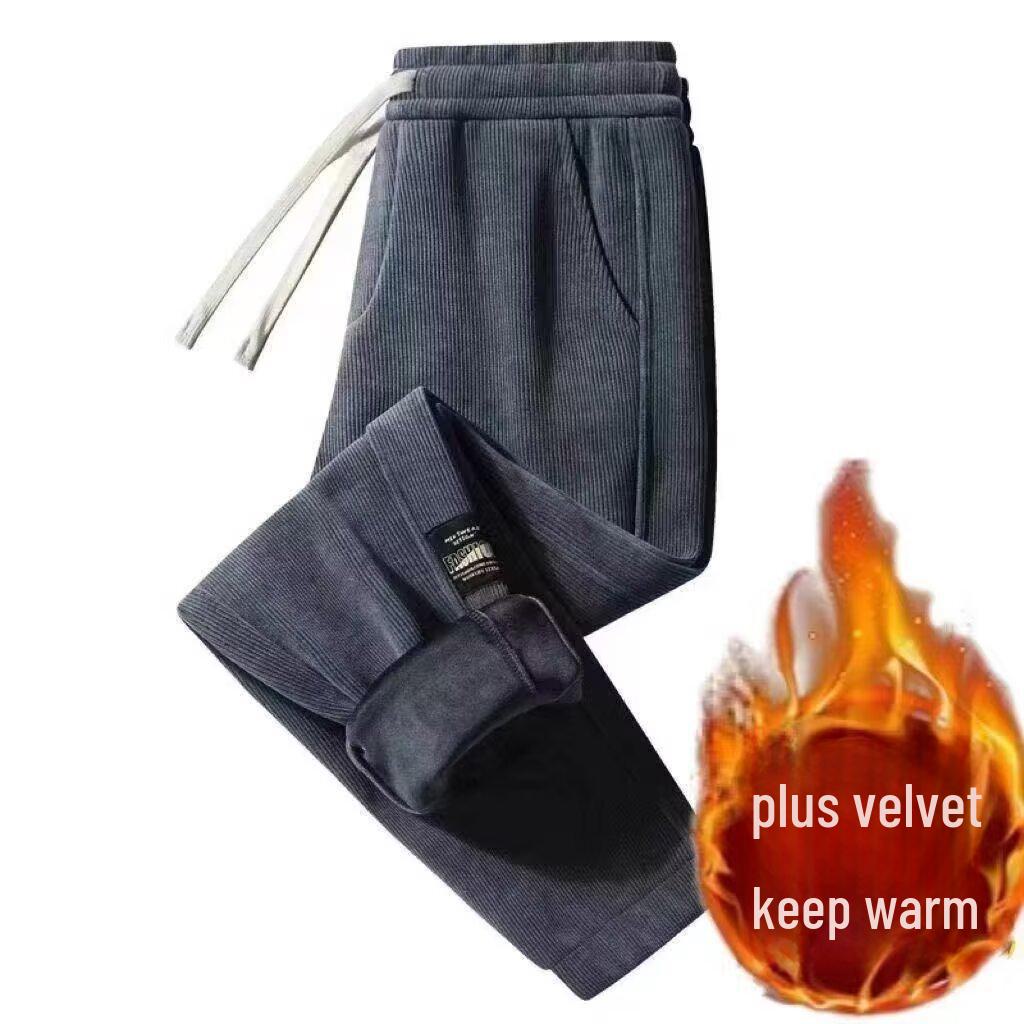 Corduroy-Velvet Men's Loose Drawstring Work Wear Pants 2024 - Casual, All-Match Sweatpants Trousers
