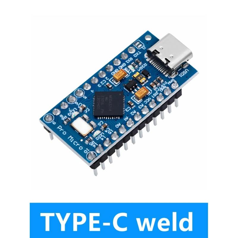 Pro Micro ATmega32U4 5V 16MHz Замена ATmega328 для Arduino TYPE-C с 2-рядной гребенкой контактов для Leonardo Mini USB интерфейс Pro