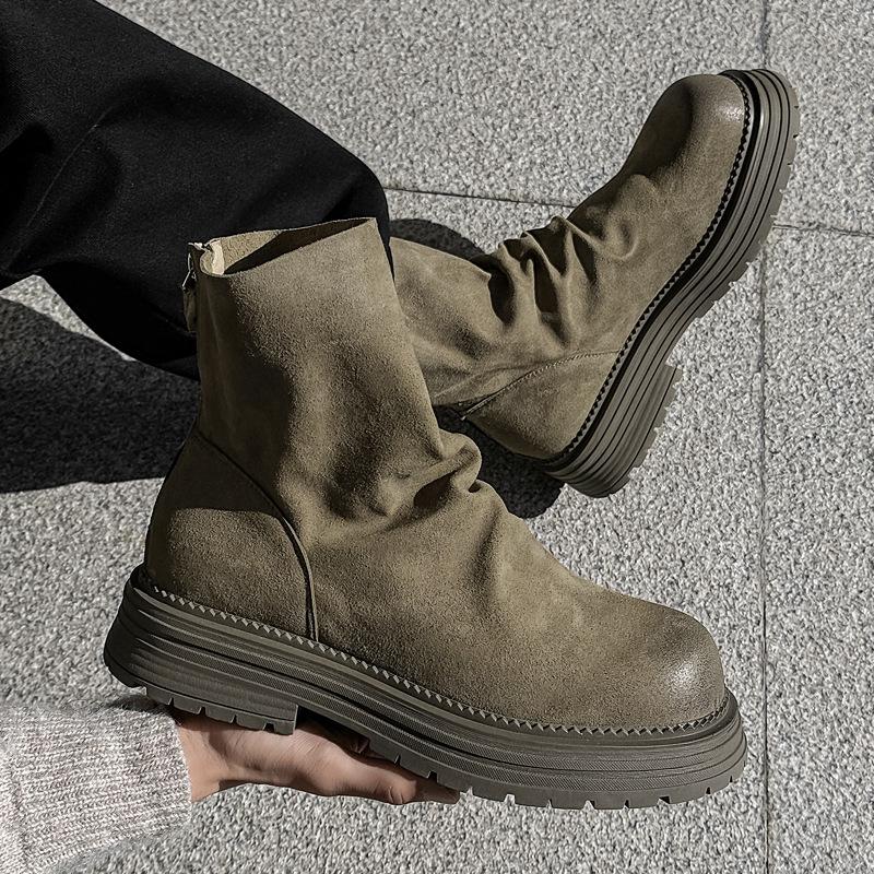 Martin boots 2024 autumn and winter new round head thin boots locomotive boots thick-soled short boots retro 97223-J