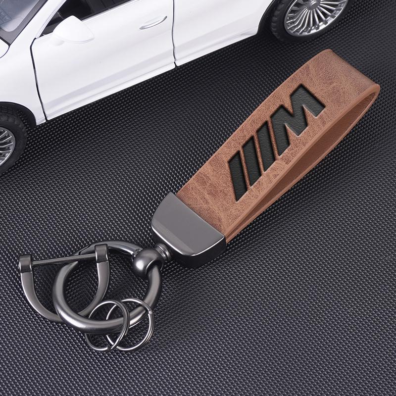 Silmply Leather Key Ring For BMW M Emblem E46 E36 E34 F10 E90 F30 E60 F30 E53 E30 E92 E87 Car Keychain Auto Interior Accessories cwzn80