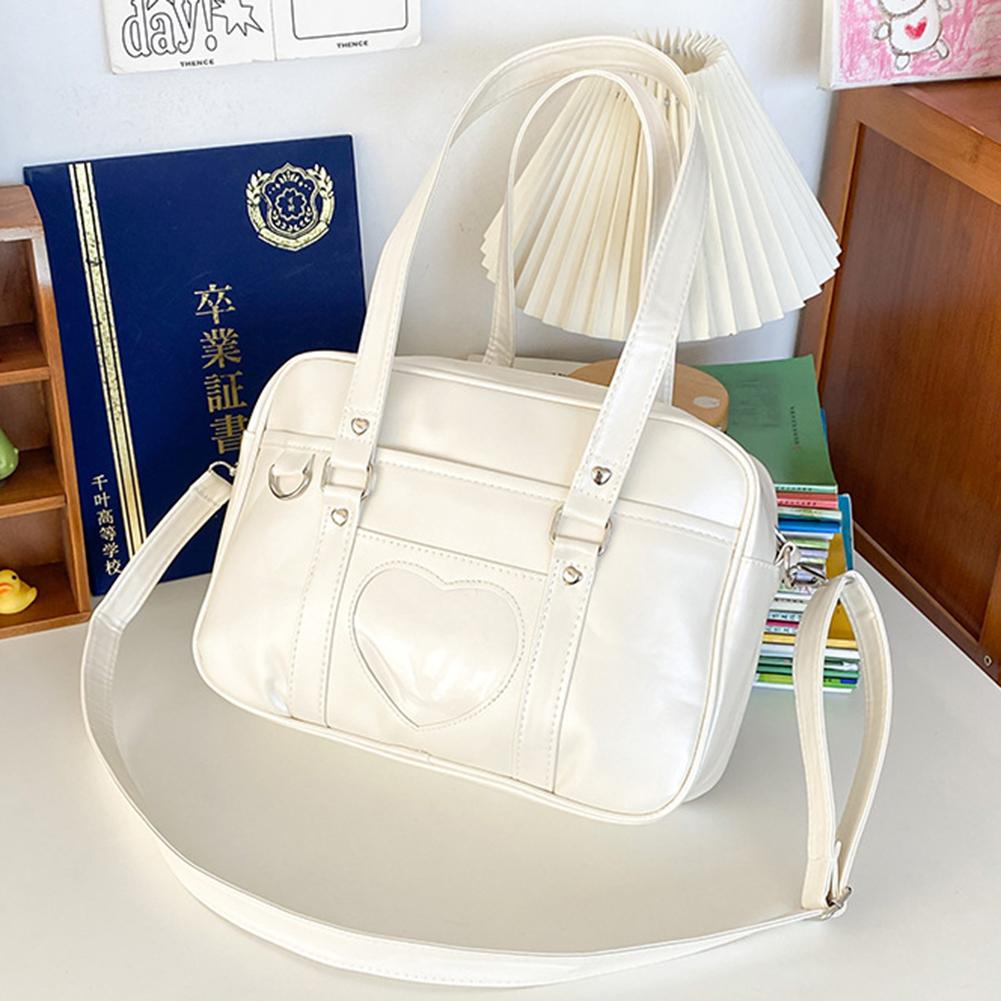 Женские Девичьи Сумки для Косплея Прозрачные Сердечки из ПУ Школьная Сумка Jk Регулируемый Ремень Японская Школьная Сумка Стильная Сумка для Поездок