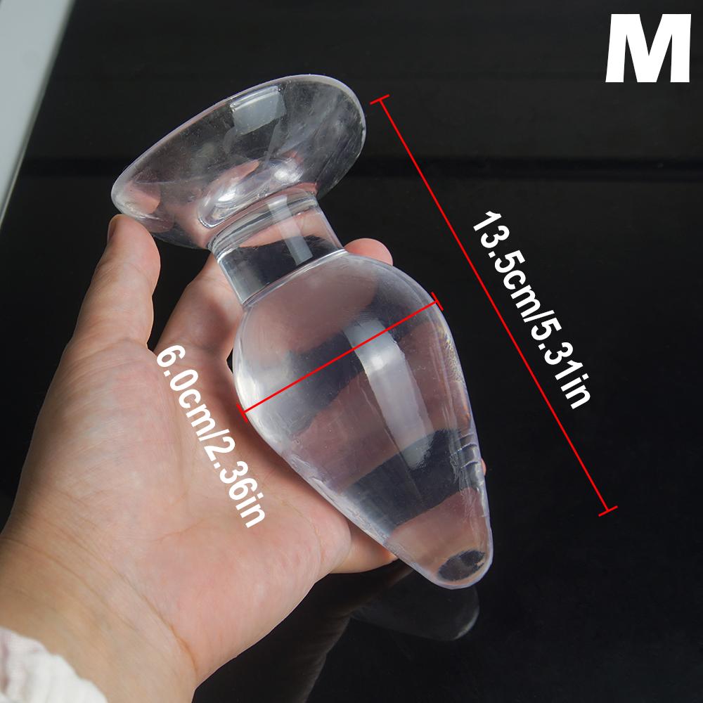 Transparent Anal Butt Plug Trainer,Ass Anus Dilator Prostrate Massage Sex Toy with Suction Cup,Analplug Buttplug