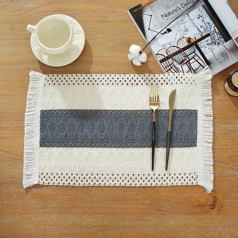 Cotton Linen Woven Tassel Placemat