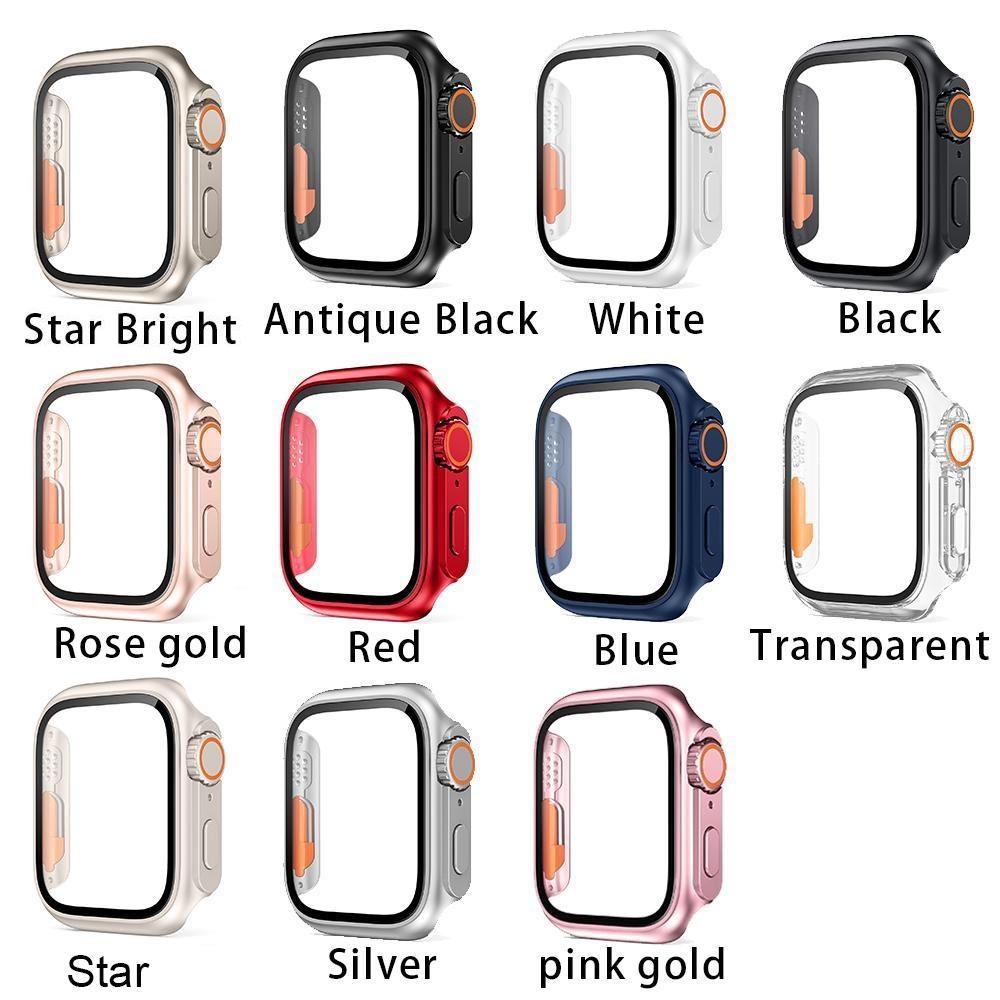 Корпус из закаленного стекла + чехол для часов ПК для Apple Watch 8 7 45 мм 41 мм 44 мм 40 мм Обновление до Apple Watch Ultra 49 мм Защитный бампер-экран