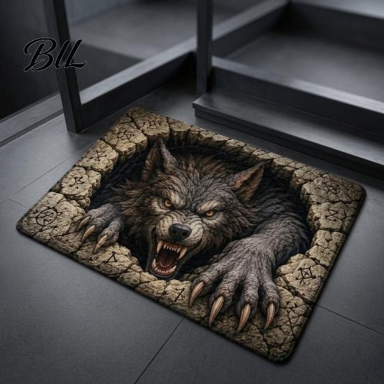 Non Slip Floor Mat 3D Spooky Halloween Rug, Scary Creature Optical Illusion 16" x Indoor Decor 24" Non-Slip Door for Living Room Entrance Carpet