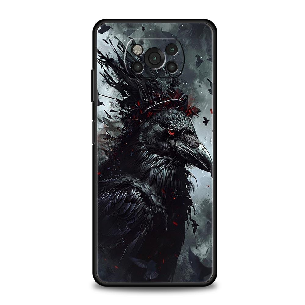 Черный Ворон Чехол для телефона для Xiaomi Poco F7 Ultra F6 F5 F4 F3 X6 X5 X4 X3 NFC C51 C55 M4 GT 5G Мягкий ТПУ Корпус Fundas Capas