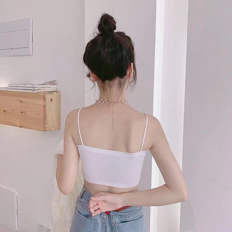 2024 Summer Women's Crop Top Sexy Elastic Cotton Camis Sleeveless Short Tank Top Bar