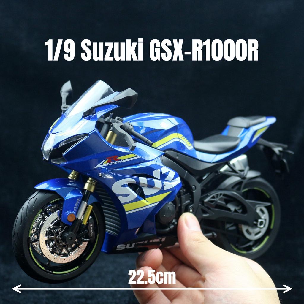 1/9 Suzuki GSX-R1000R Toy Motorcycle for Children Racing Model Diecast Miniature Large Size Lightable Collection Gift Boy Kid