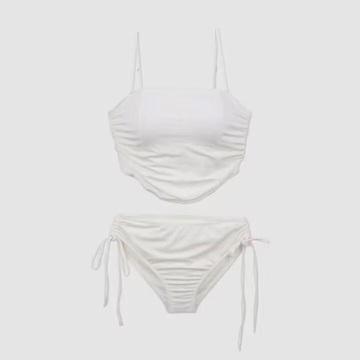 [Multicolor] Korean new girls' swimsuit, women's strapless split triangle pure and alluring style bikini, sexy hot spring swimsuit
