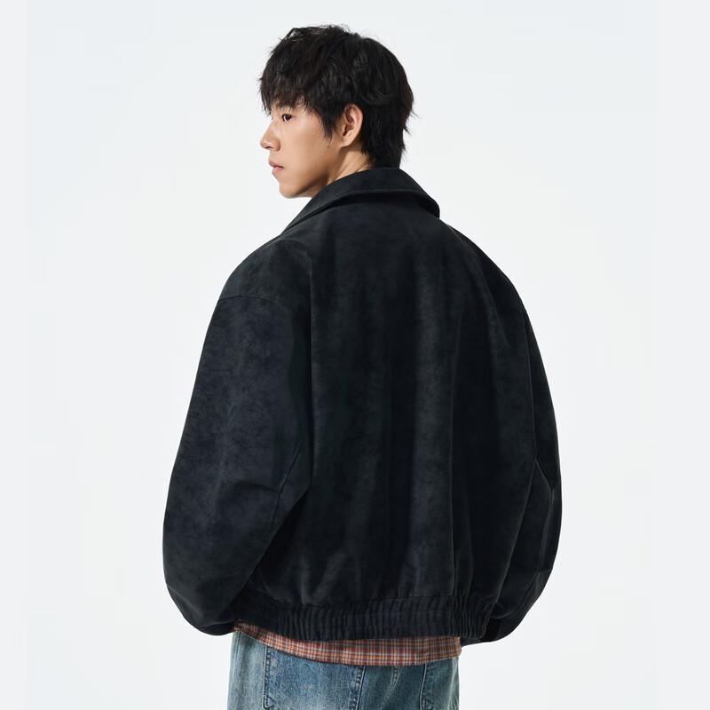 Мужская куртка из искусственной кожи с эффектом велюра и потертым лацканом