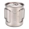 Titanium Cup 420ml High Temperature Resistance Portable Outdoor Camping Mug with Lid Folding Handle