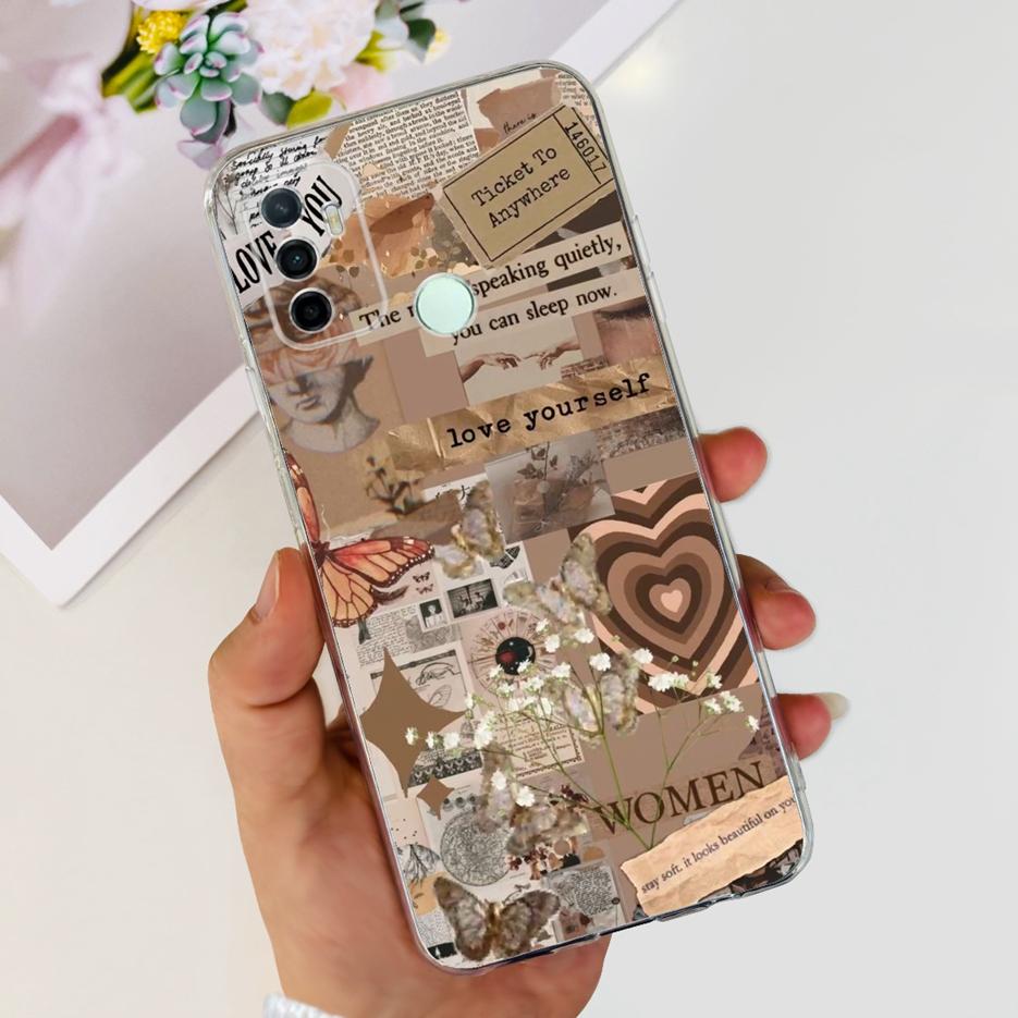 Для Oppo A53 Чехол Oppo A53s CPH2139 Стильный Расписной Чехол Прозрачный Силиконовый Чехол для Телефона Для Oppo A53 A 53 s OppoA53 Мягкие Fundas Capa
