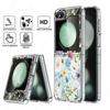 For Samsung Galaxy Z Flip5 Flip6 Flip4 Case Flower Pattern Shockproof Folding Transparent Cover For Samsung Galaxy Z Flip 5 4 3