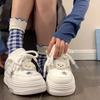 Женские Каваи Голубые Кроссовки на Платформе Корейские Белые Туфли Весна Лето Вулканизированные Милые Повседневные Обувь Скейтборд Теннис Женские