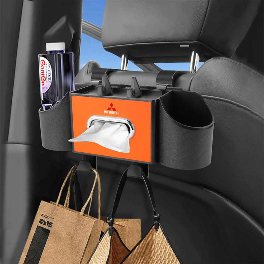 1pcs Car Accessories Tissue Bag Organizer Auto Tissue Boxes For Mitsubishi Ralliart Lancer EX Outlander ASX Competition Pajero