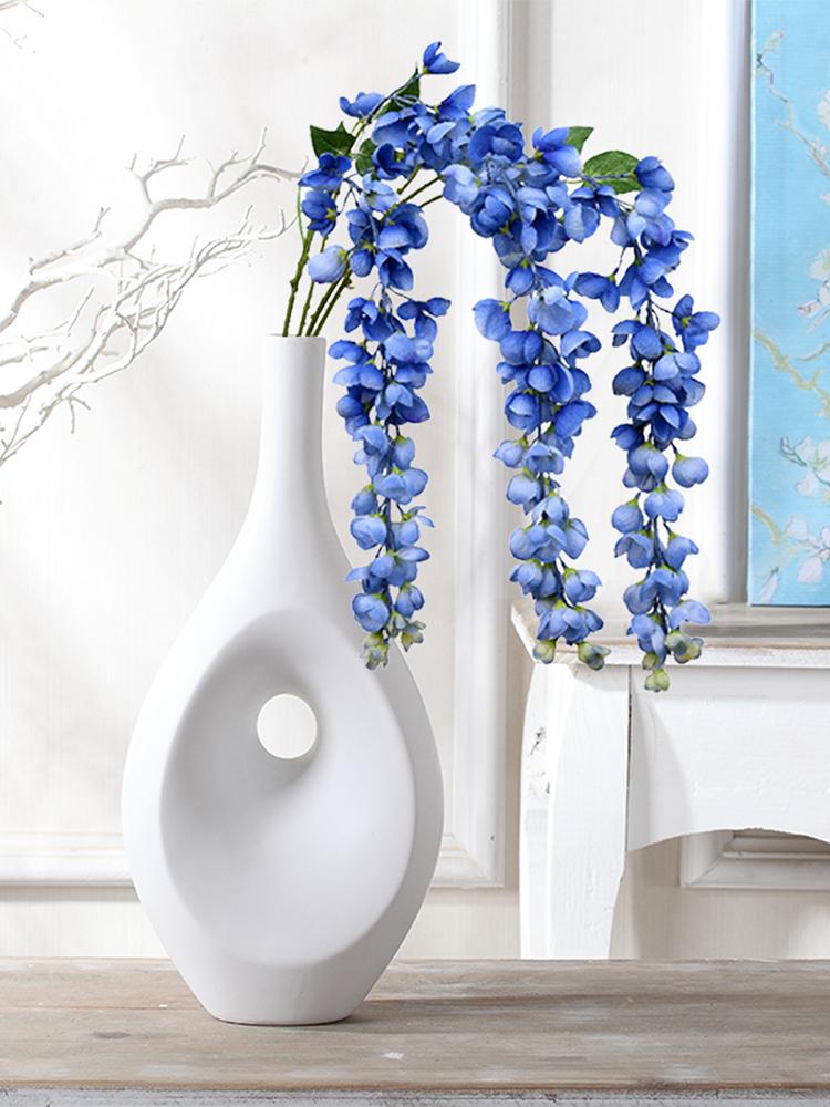 Artificial Wisteria Iron Wire Silk Cloth Simulated Flower Vine for Wedding Home Decoration Length 97cm