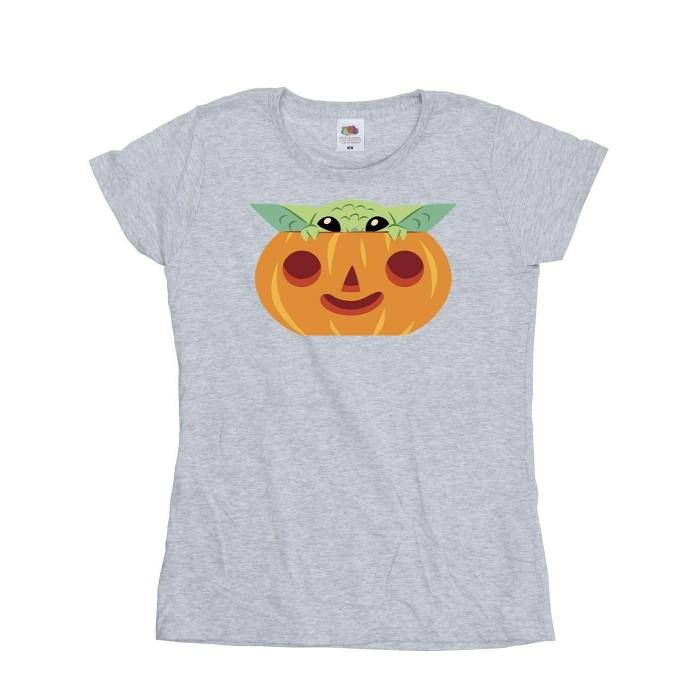 STAR WARS Женская/дамская футболка Grogu Pumpkin