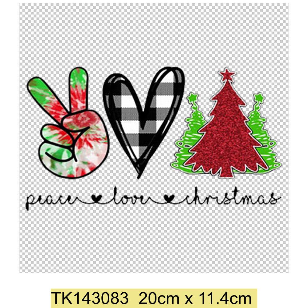 Peace Love Christmas Термонаклейки Нашивки Стираемая Одежда Окружающая Юбка Термопередача Наволочка Домашний Декор Печатный Подарок