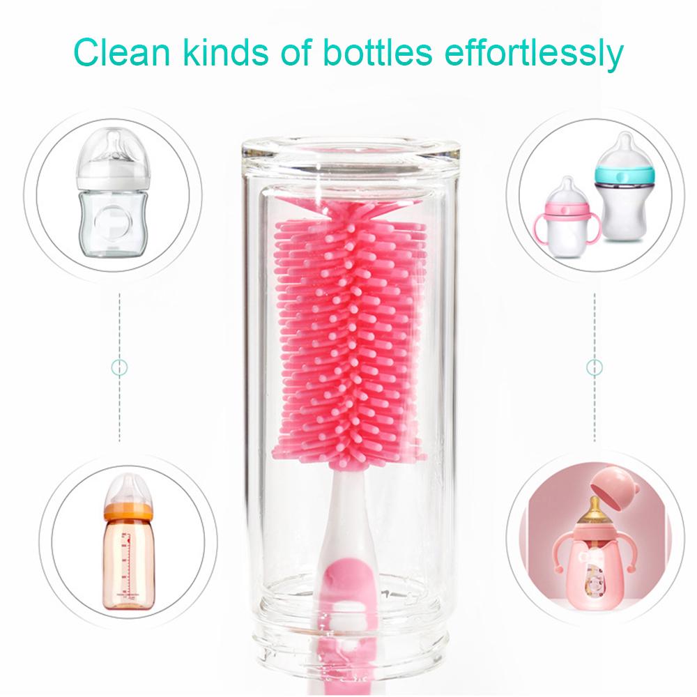 2 in 1 Silicone Bottle Brush Baby Bottle Cleaner Nipple Brush Detachable Brush Standing Brush Set For Feeding Bottles Cleaner for Narrow Neck Bottles