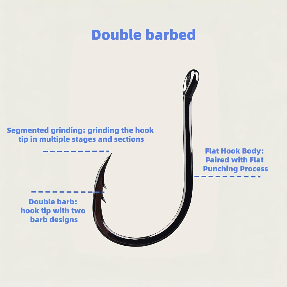 50 шт. Прочные двойные крючки для рыбалки с утяжеленной петлей и кольцом - для морской/пресноводной рыбалки, щуки, форели, окуня, лосося