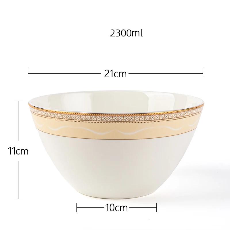Золотая рамка Высококачественная обеденная тарелка Легкая роскошная креативная ресторанная керамическая тарелка для стейков Бытовая глубокая тарелка Суповая миска Столовая посуда