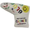 New Model BLUE TEE GOLF California Smile & Cart Blade Putter Cover (White)