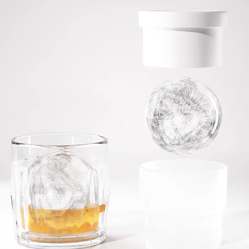Food Grade Large Ice Ball Mold - Silicone Round Ice Tray for Whiskey & Household Use