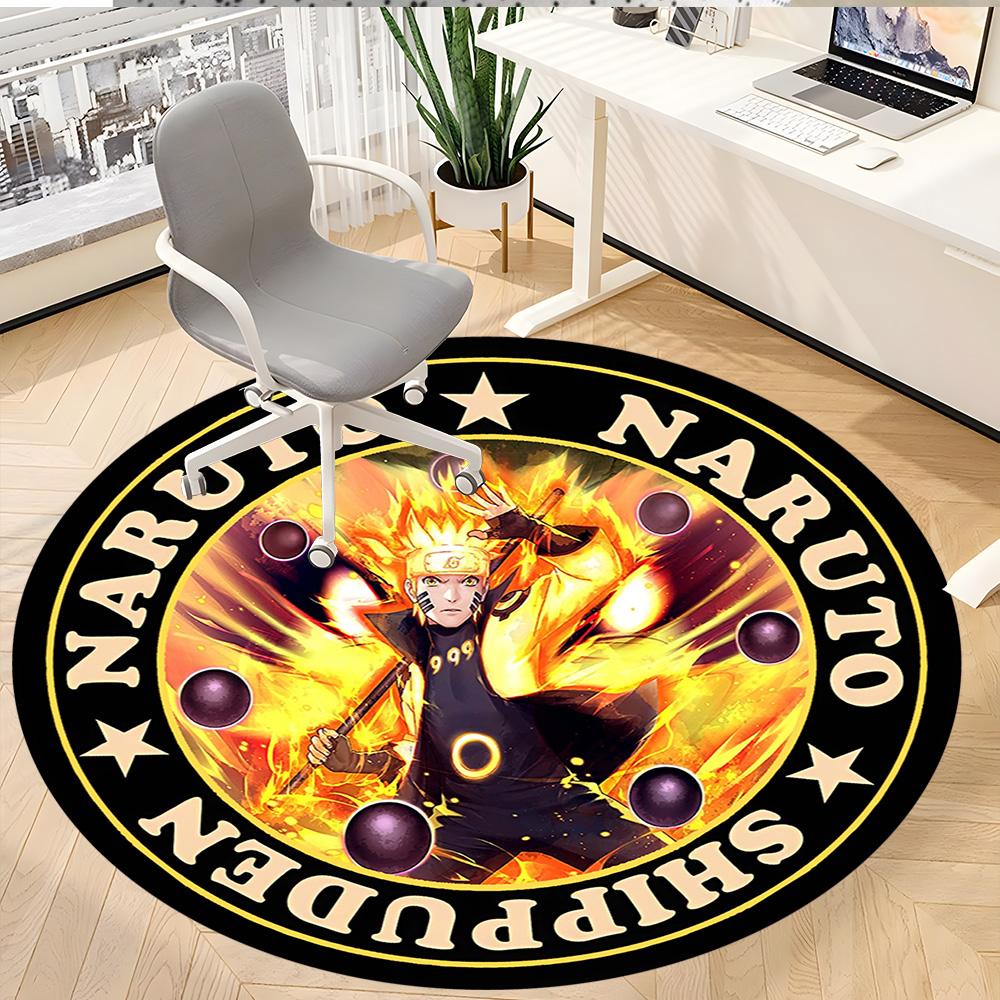 1pc Narutos Epic Adventure Round Rug Flannel Fun Playful Design Living Room Bedroom Floor Mat Home Decoration Kids Room Carpet Y82830