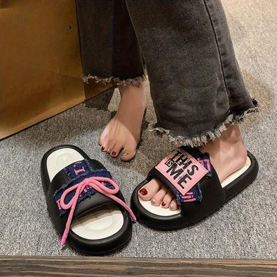 Мода весна/лето новые милые пляжные тапочки модные повседневные универсальные сандалии женские мягкие подошвы милые сандалии в форме банта