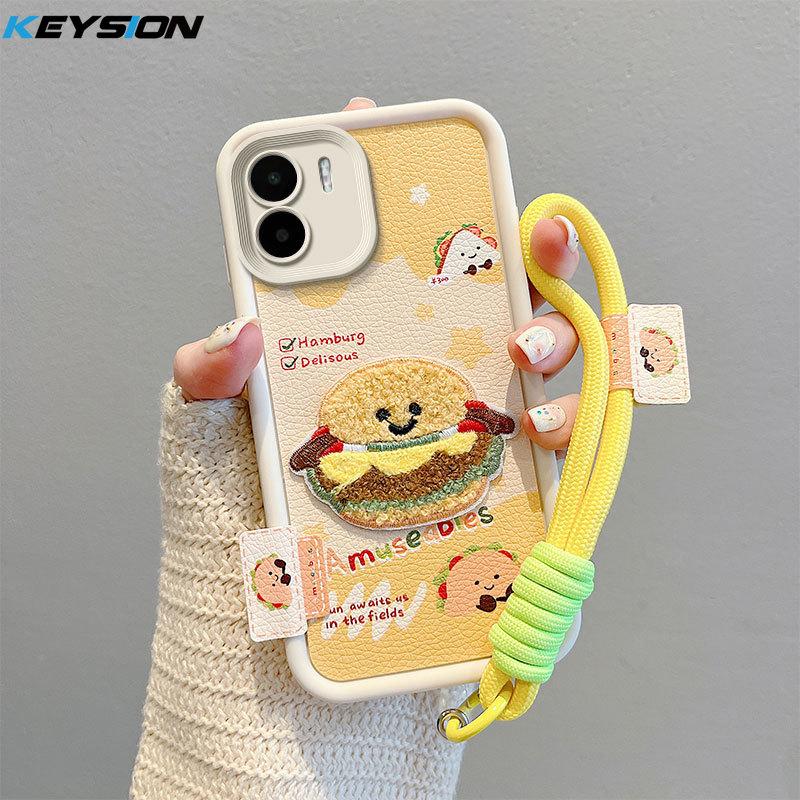KEYSION Мультяшный милый плюшевый чехол с вышивкой для Redmi A2 A1 со шнурком, силиконовый противоударный чехол для телефона Xiaomi Redmi A1 A2