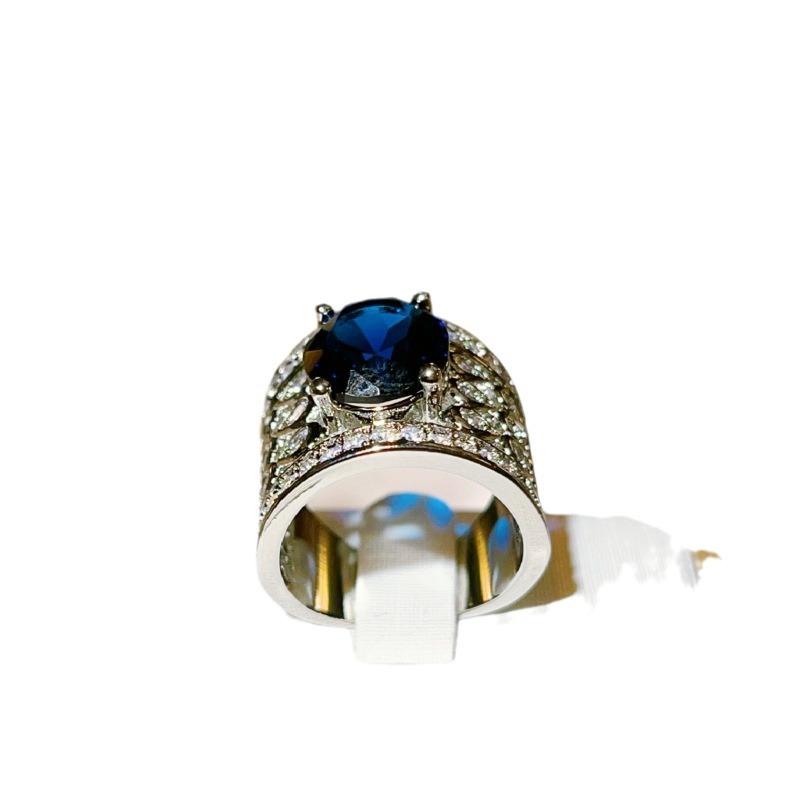 Медное циркониевое гальваническое ювелирное кольцо с сапфиром и сеткой для женщин, популярные европейские и американские украшения для рук