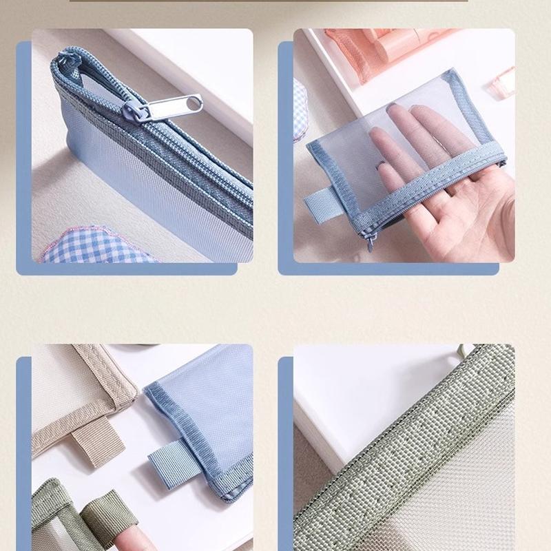 1 шт. Портативная мини сетчатая сумка для хранения на молнии, новый кошелек для монет, маленькая квадратная сетчатая монетница, дорожный органайзер для хранения, чехол для переноски на молнии