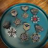 Vintage Military Fan Medal Badge Pin with Crown & Star - Single Piece