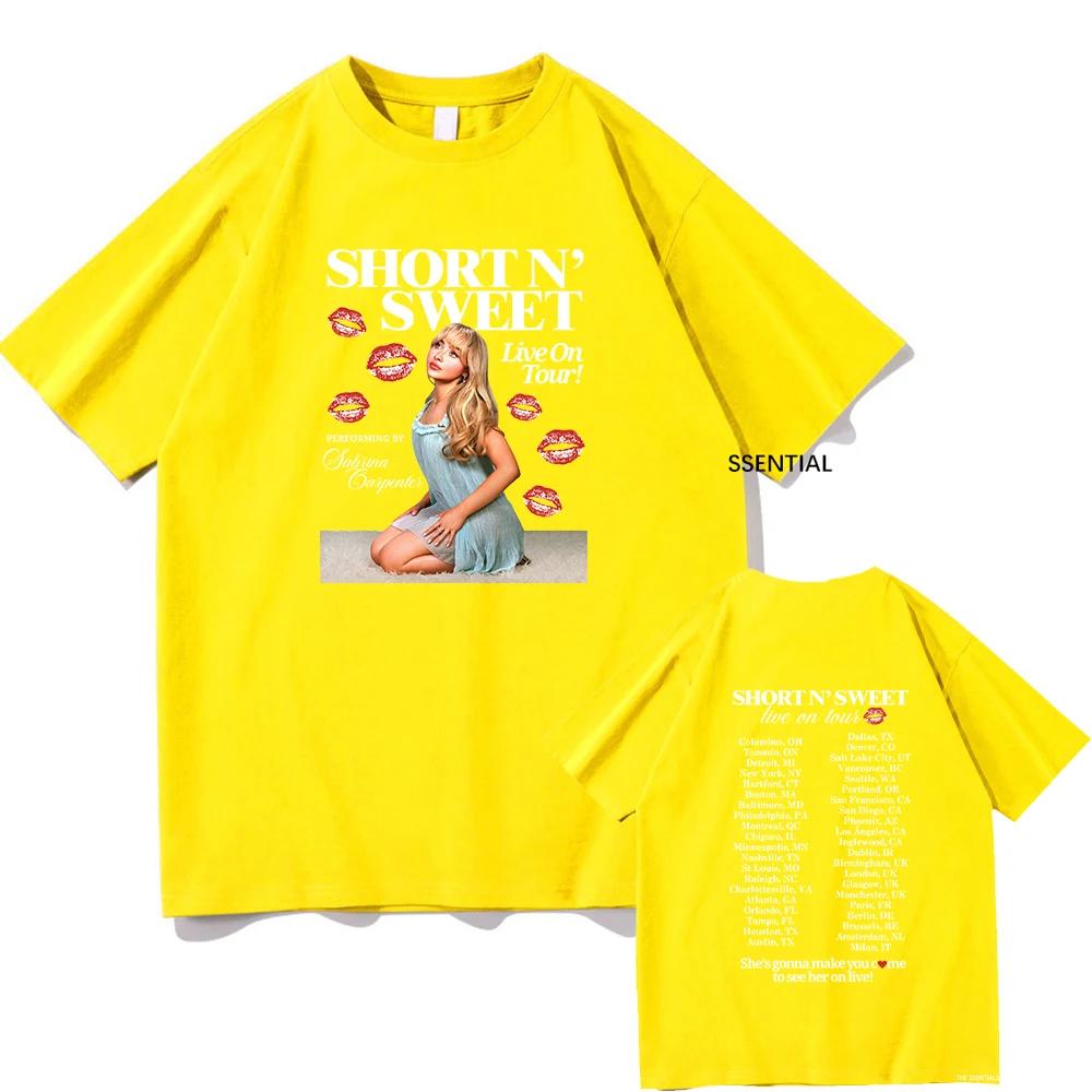 Sabrina Carpenter Short and Sweet Album Casual Men's Pure Cotton T-shirt Men's Clothing Harajuku Vintage Neutral Cotton Patterne